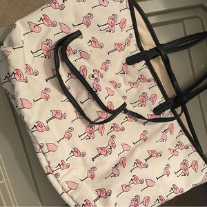 JustFab Flamingo print tote bag with sunglass pouch